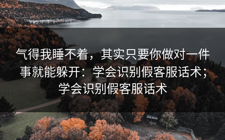 气得我睡不着，其实只要你做对一件事就能躲开：学会识别假客服话术；学会识别假客服话术