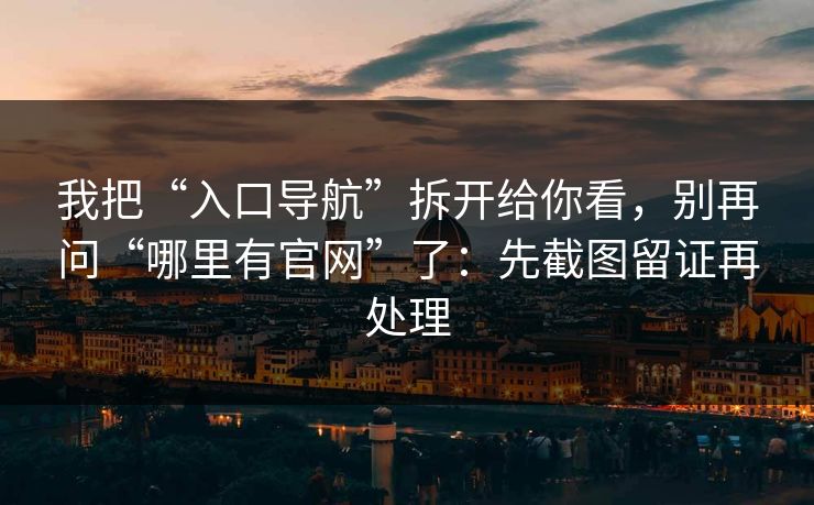我把“入口导航”拆开给你看，别再问“哪里有官网”了：先截图留证再处理