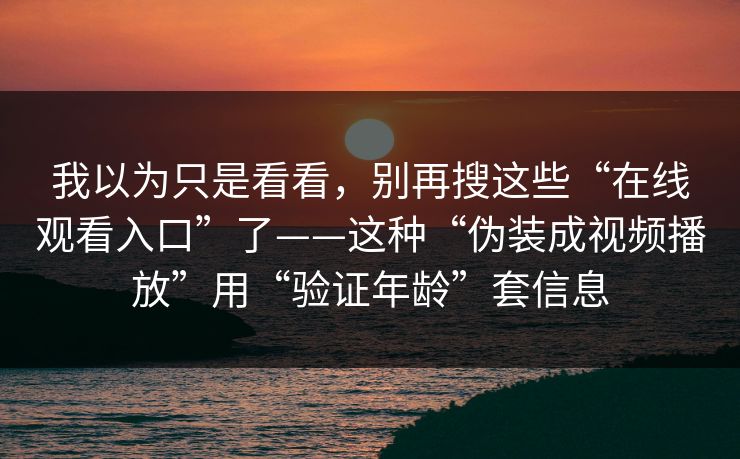 我以为只是看看，别再搜这些“在线观看入口”了——这种“伪装成视频播放”用“验证年龄”套信息