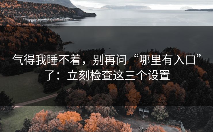 气得我睡不着，别再问“哪里有入口”了：立刻检查这三个设置