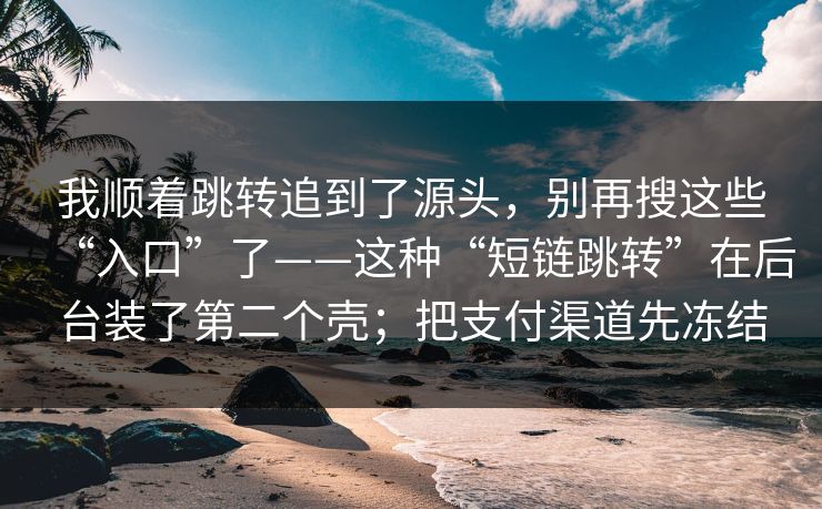 我顺着跳转追到了源头，别再搜这些“入口”了——这种“短链跳转”在后台装了第二个壳；把支付渠道先冻结