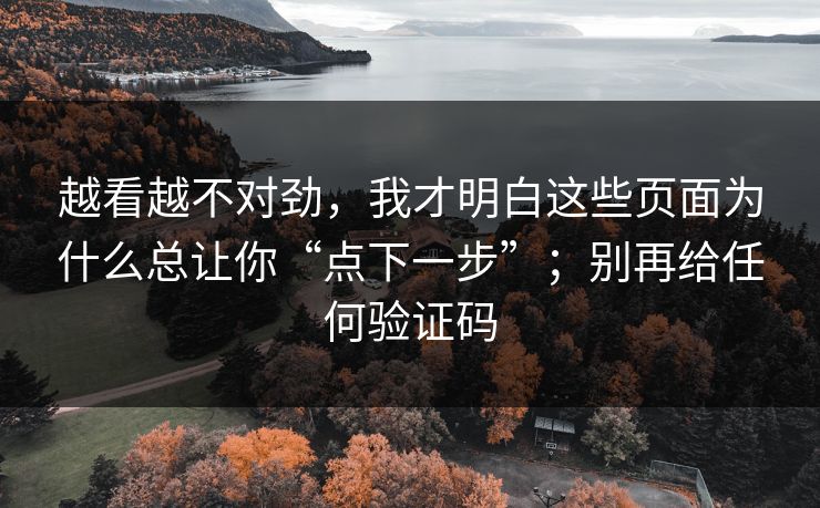 越看越不对劲，我才明白这些页面为什么总让你“点下一步”；别再给任何验证码