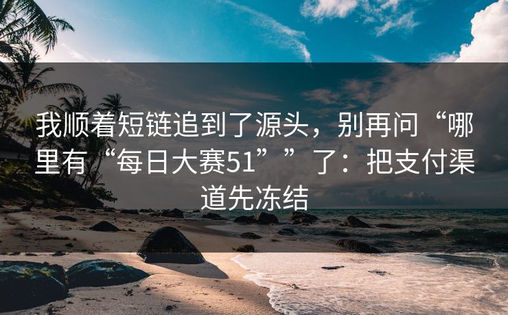 我顺着短链追到了源头，别再问“哪里有“每日大赛51””了：把支付渠道先冻结