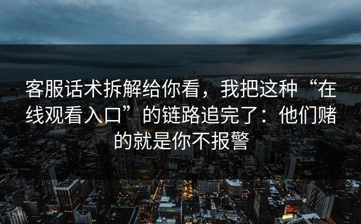客服话术拆解给你看，我把这种“在线观看入口”的链路追完了：他们赌的就是你不报警
