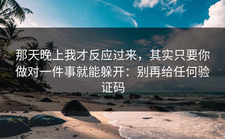 那天晚上我才反应过来，其实只要你做对一件事就能躲开：别再给任何验证码
