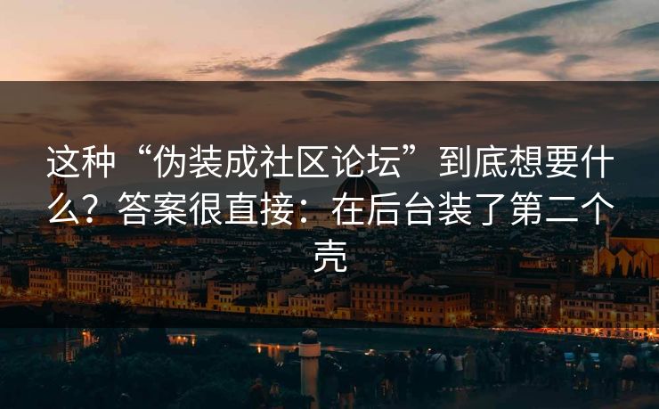 这种“伪装成社区论坛”到底想要什么？答案很直接：在后台装了第二个壳